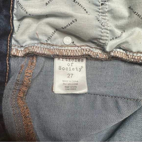 Articles of Society Rene High Rise Raw Hem Distressed Straight Jeans - Picture 7 of 7